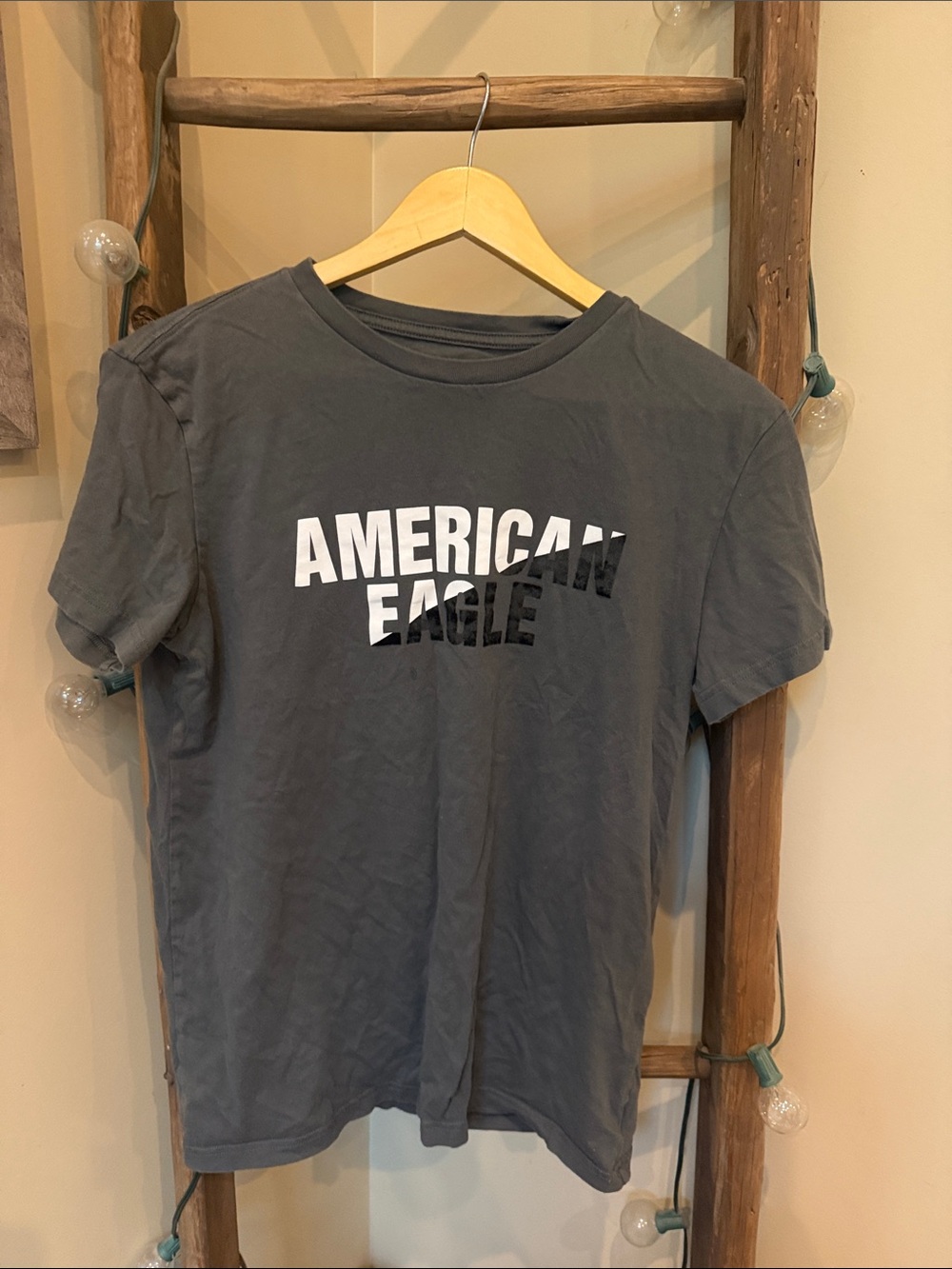 American Eagle Outfitters Charcoal Gray Logo Tee